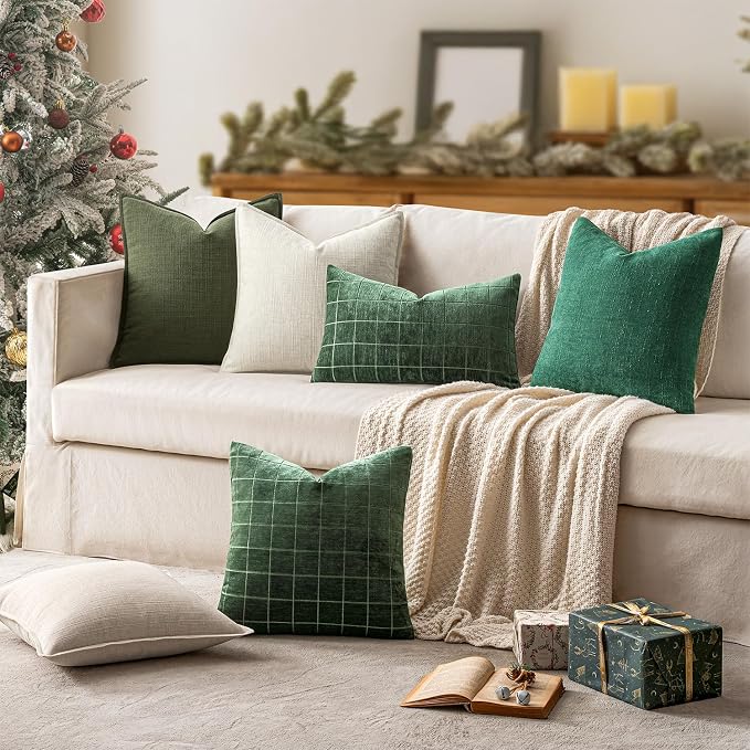 MIULEE Christmas Decorative Pillow Covers 18x18, 2 Pack Boho Farmhouse Neutral - Image 2
