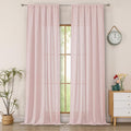Simplebrand Blush Semi Sheer Faux Linen Textured 120 Inches Long Curtains 2 by Simplebrand