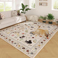 Rugcomf Area Rugs 9x12 Living Room Clearance Washable Boho Rug Non Slip Floral by Rugcomf