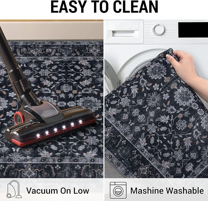 KUTA Vintage Floral Entryway Rug 2x3, Kitchen Rugs Non-Slip Washable Throw Rug - Image 5