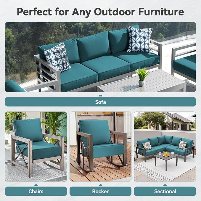Luxury 6" Outdoor Cushions for Patio Furniture, Fade Resistant Couch Chair - Image 6