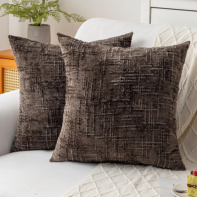 Decorative Throw Pillow Covers 22x22 Inch Set of 2, Soft Solid Farmhouse by ZSkogur