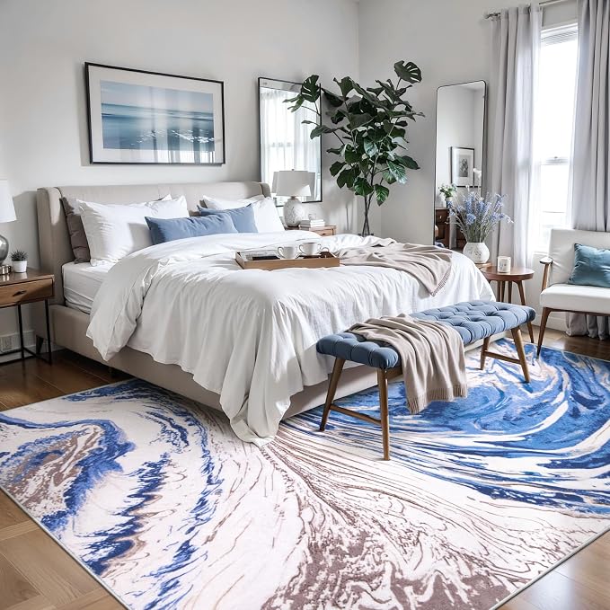 Ciicool Abstract Area Rug Indoor, 5x7 Swirl Washable Entryway Rug, Modern Soft - Image 2