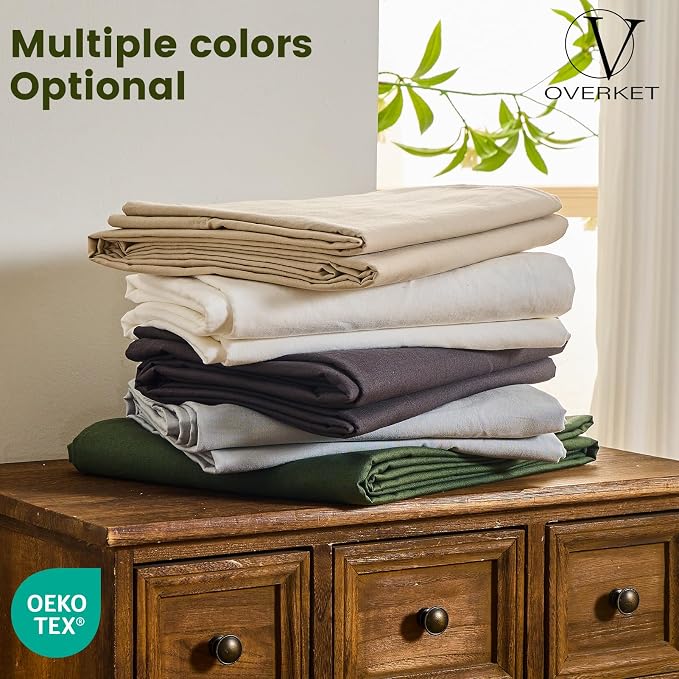 100% Linen Sheets California King Size, Breathable & Durable 4-Piece Bed Flax - Image 7