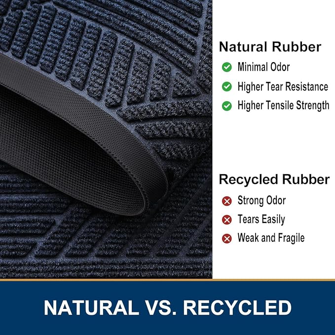 Smiry Front Door Mat Outside Entrance, Heavy Duty Sturdy Natural Rubber Doormat - Image 5