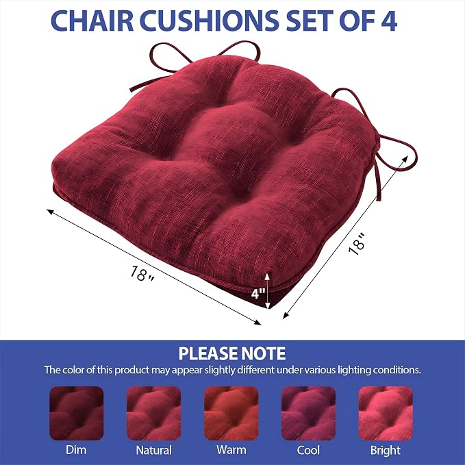 Chair Cushions for Dining Chairs Set of 4, Chair Pads - Image 2