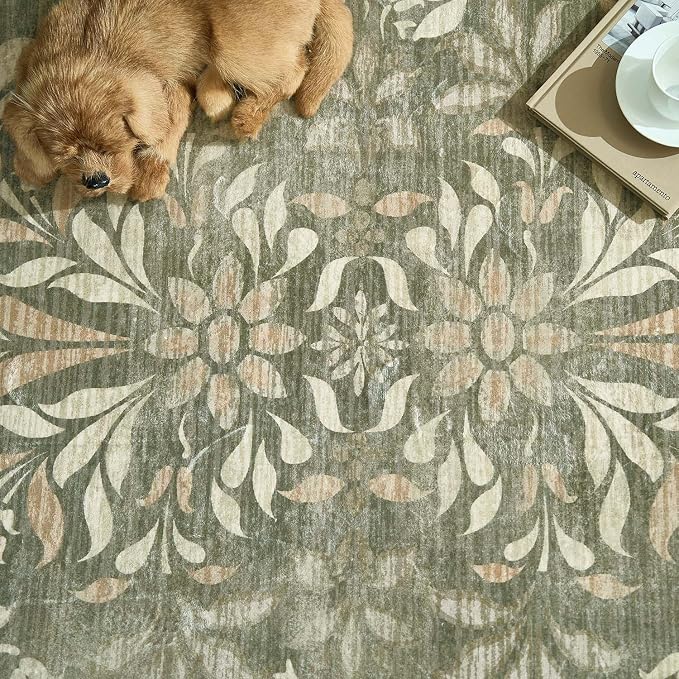 jinchan Green Floral 2x3 Rug for Entryway - Image 7
