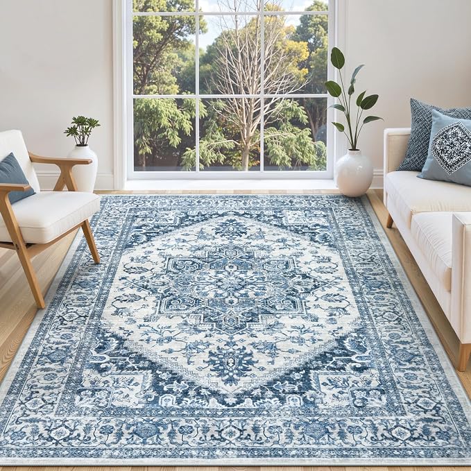 LIVEBOX Blue Washable Area Rug 5x7 - Image 3