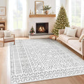 6x9 Area Rug Living Room: Washable Boho Geometric Moroccan Rug Neutral Modern by pmtsns