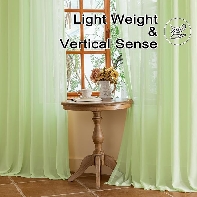 Green Pinch Pleat Sheer Curtains 96 Inches Long - Image 5