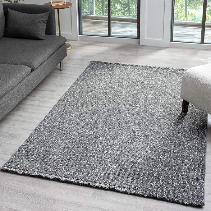 LUXE WEAVERS Solid Machine Woven Smoke 6x9 Area Rug, Indoor Stain-Resistant by LuxeWeavers