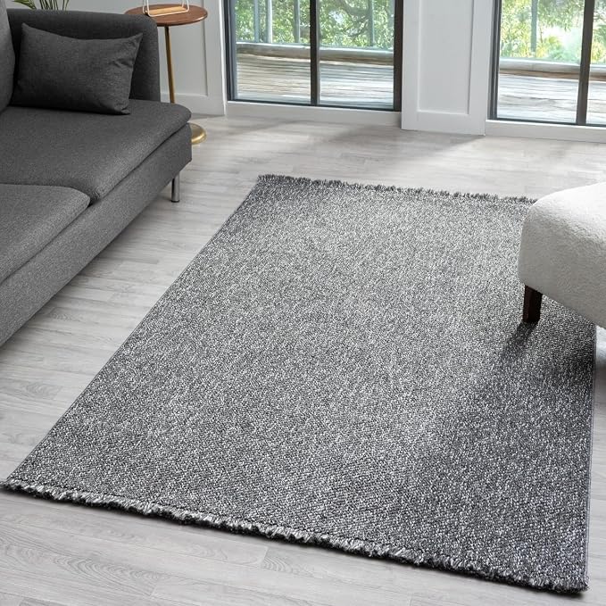 LUXE WEAVERS Solid Machine Woven Smoke 9x12 Area Rug, Indoor Stain-Resistant by LuxeWeavers