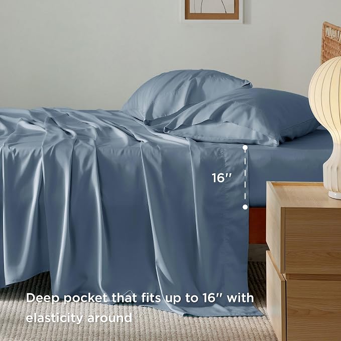 Bedsure Full Size Bed Sheets, Cooling Sheets, Rayon Derived from Bamboo - Image 4