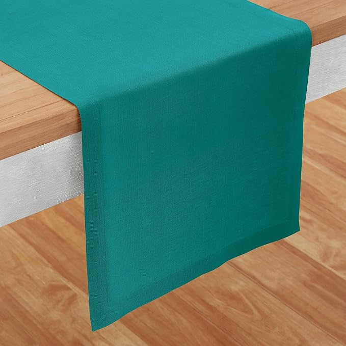 Solino Home Linen Teal Table Runner 120 Inches Long - Image 2