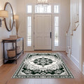 4x6 Traditional Oriental Area Rug Black White Dark Green Rug Non Slip Low Pile by Unknown
