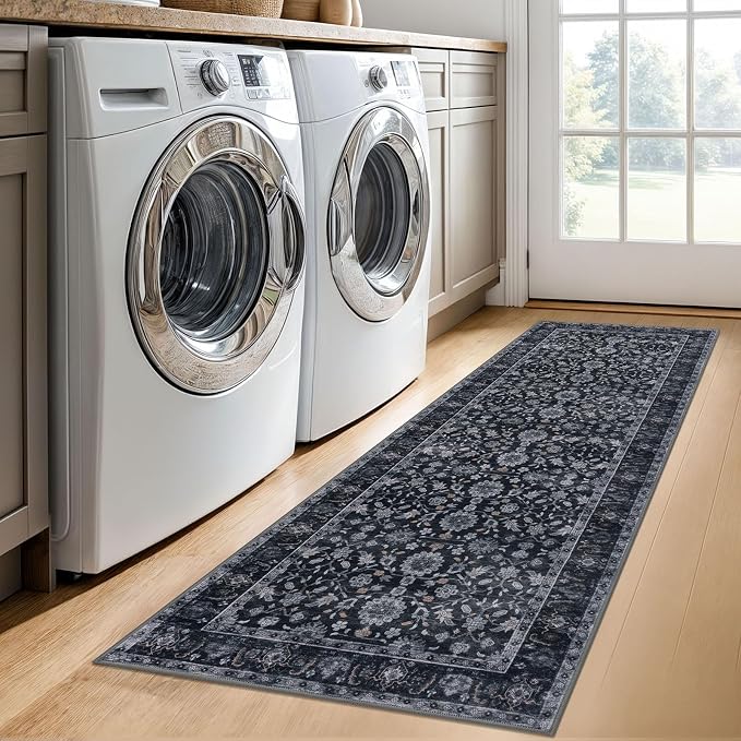 KUTA Runners for Hallways 2x6, Vintage Floral Rug Non-Slip Washable Kitchen - Image 3