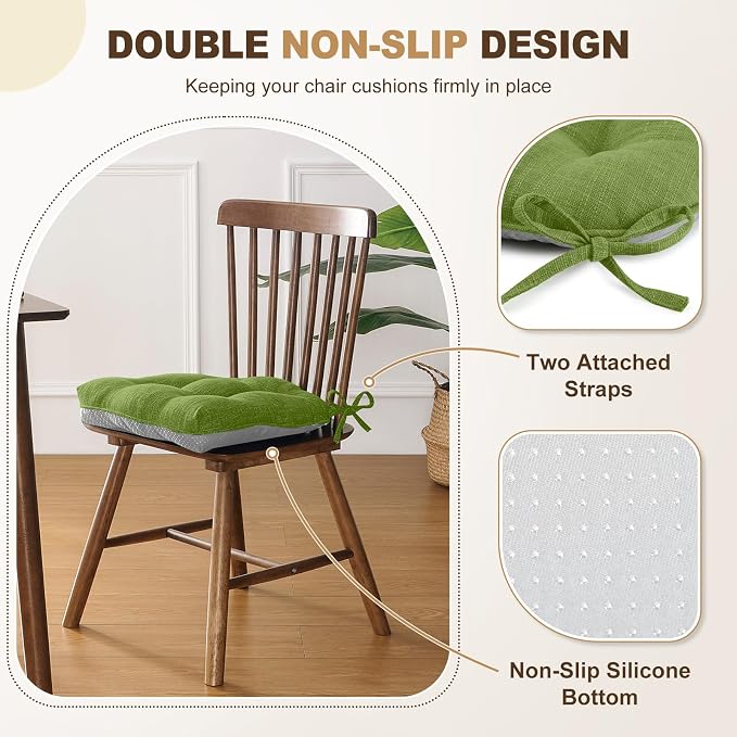 downluxe Indoor Chair Cushions for Dining Chairs, Tufted Overstuffed Textured - Image 4