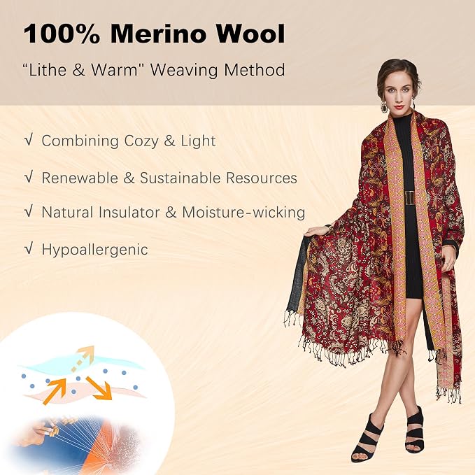 DANA XU 100% Merino Wool Pashmina Shawl - Image 4