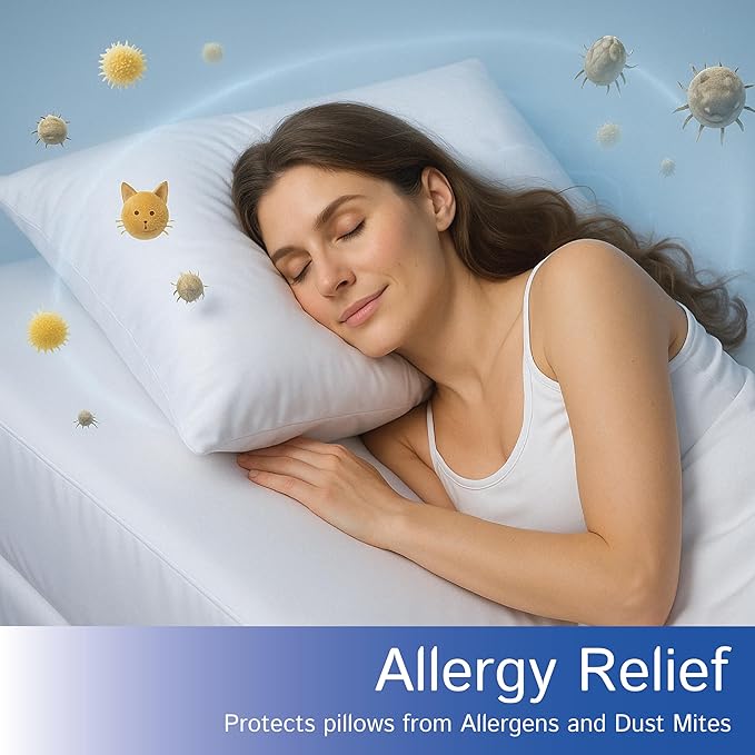 Queen Size Waterproof Pillow Protectors – Zippered Hypoallergenic Pillowcase - Image 3