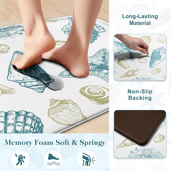 Kitchen Mats for Floor Cushioned Anti Fatigue Sets of 2 Beach Theme Kitchen - Image 5
