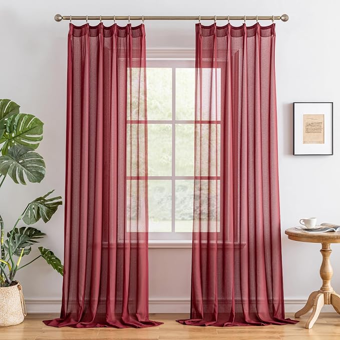 MAIHER 120 Inches Long Pinch Pleat Sheer Curtains by MAIHER