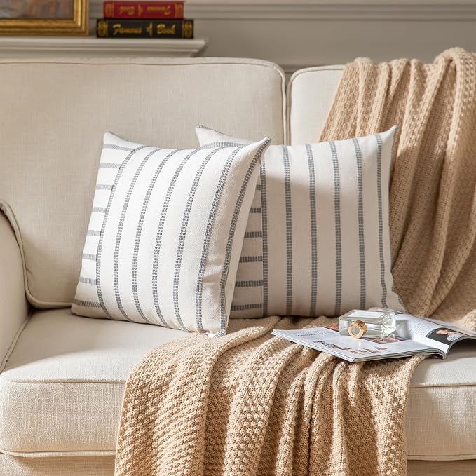 Caflife Boho Throw Pillow Covers 20x20 Set of 2 Soft Farmhouse Decorative Couch - Image 2