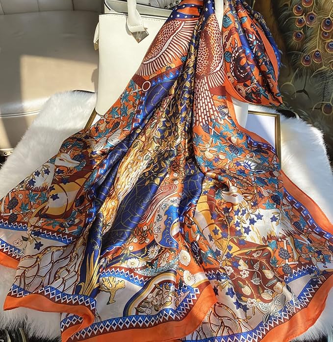 Fashion Scarves Scarf 100% Silk Feeling Scarf Silk Like Scarves Long - Image 4