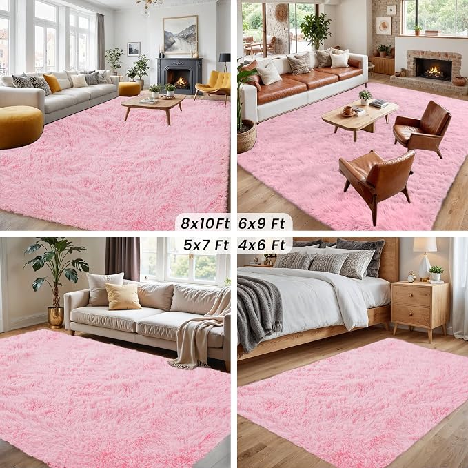 4x6 Area Rugs for Living Room Rug: Soft Fluffy Shag Light Pink Rugs for Bedroom - Image 7