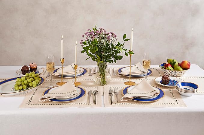 Home Ekaa Cotton Linen Placemats Set of 4 – Summer Beige Placemats 14 x 19 Inch - Image 3