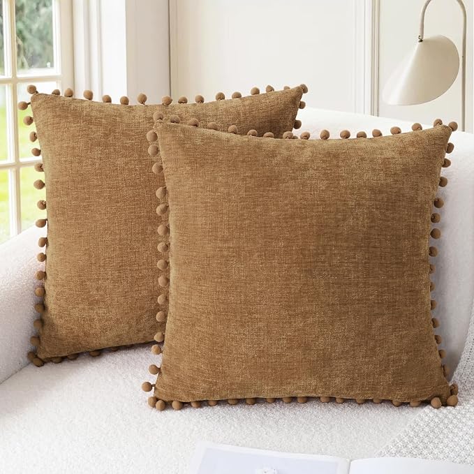CaliTime Throw Pillow Covers Decorative 18 X 18 Inches Pack of 2 Cozy Solid by CaliTime