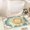 2x3 Sun and Moon Entryway Area Rug Blue Yellow Hippie Celestial Bathroom Rug by Unknown