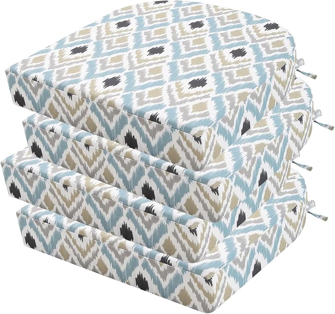 idee-home Outdoor Chair Cushions Set of 4, Thick 17" x 17" x 3" Outdoor Seat by idee-home