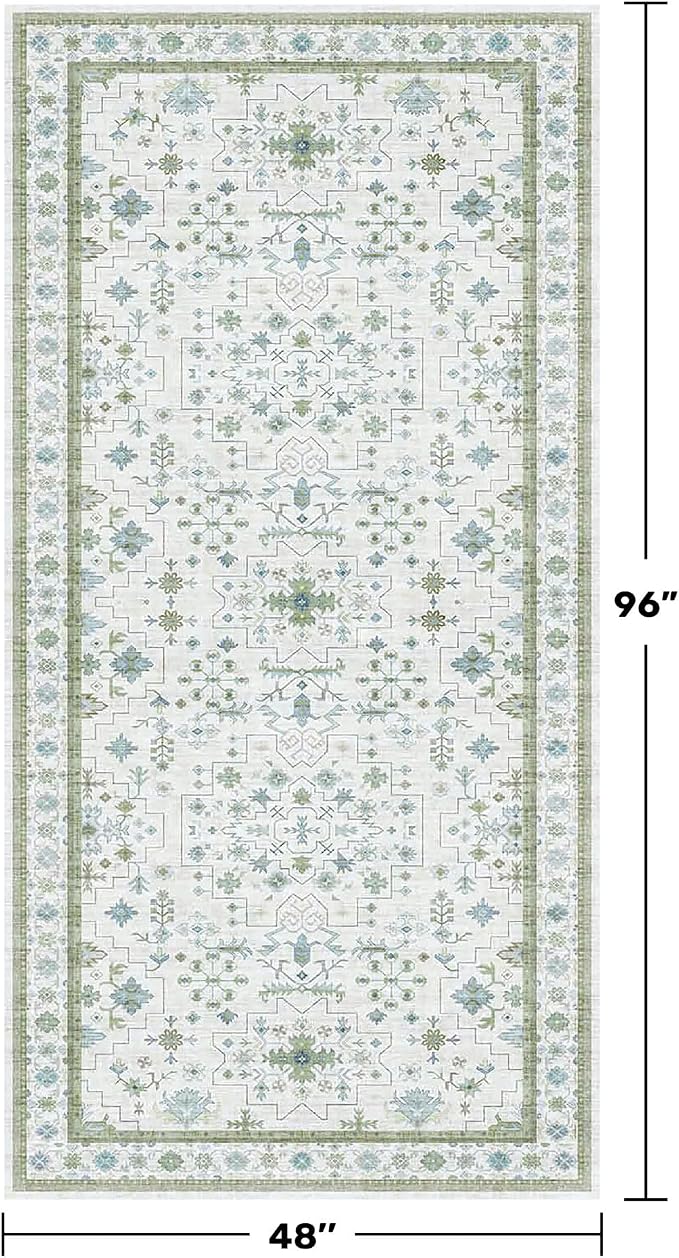 Blue and Green Washable Rugs for Living Room - Image 2