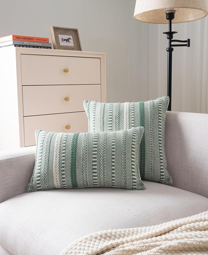Boho Throw Pillow Covers 12x20 Inch Set of 2, Farmhouse Decorative Couch Pillow - Image 5