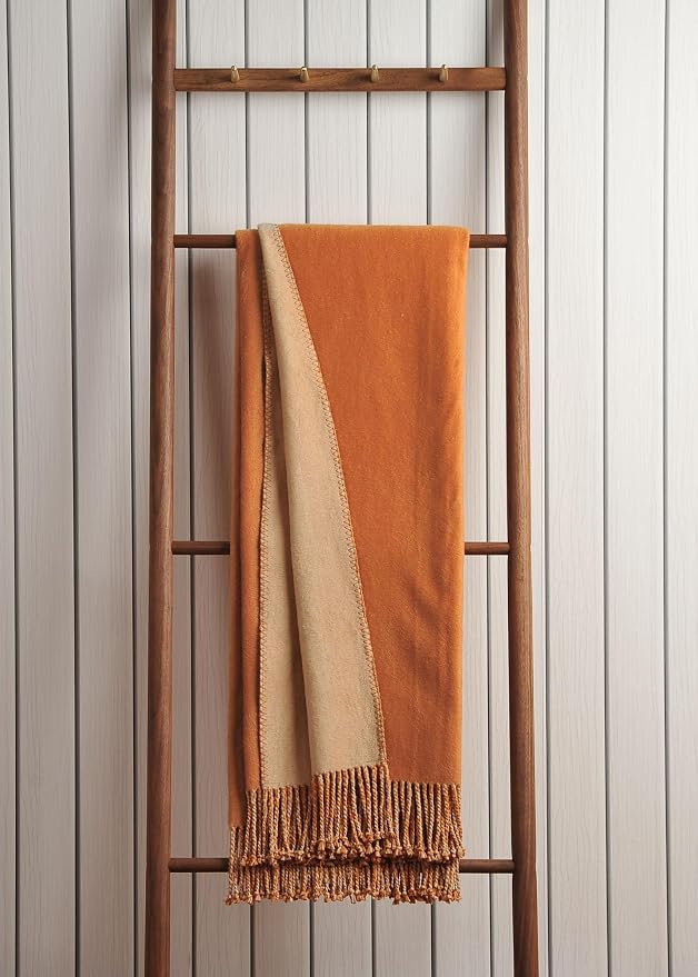 EP Mode Reversible Fringed Mulberry Silk Throw Blanket - Image 2