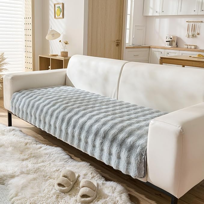 Faux Fur Couch Cover Fuzzy Soft Plush Thick Bubble Sofa Cover Luxury Sectional by Huierxun