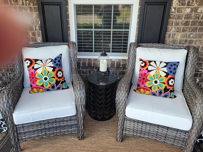 Modern Black Daisy Floral Pillow Cover Accent Flower Traditional Pillowcase - Image 2