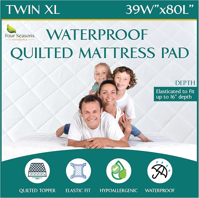 Twin Extra Long Quilted Mattress Pad by FourSeasonsEssentials