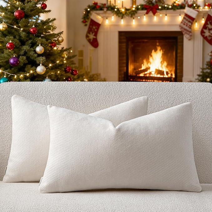 a moment Pack of 2 Decorative Christmas Chenille Throw Pillow Covers by amoment