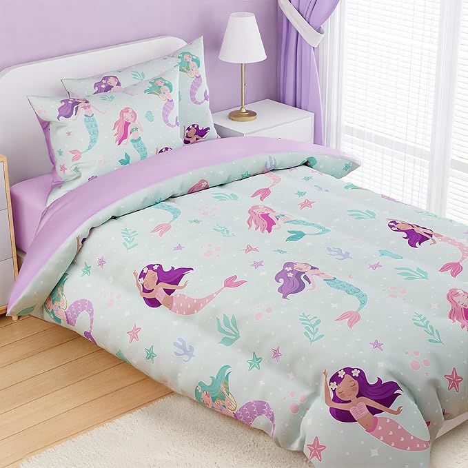 SANDJEST Mermaid Comforter Set Twin Size 68x86in - Image 5