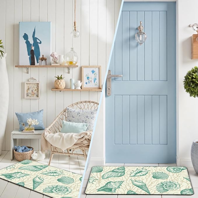 Kitchen Mats for Floor Cushioned Anti Fatigue Sets of 2 Beach Theme Kitchen - Image 7