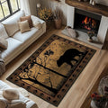 Rustic Area Rug 4x6, Bear Country Cabin Wildlife, Ultra-Thin Washable Throw by Unknown