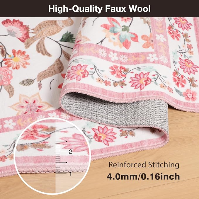 40"x50" Pink Floral Office Chair Rug, Under Desk Rugs - Image 2