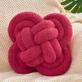 Xiashrk Knot Pillow Ball, Wine Red Knotted Plush Throw Pillow Handmade Square by Xiashrk