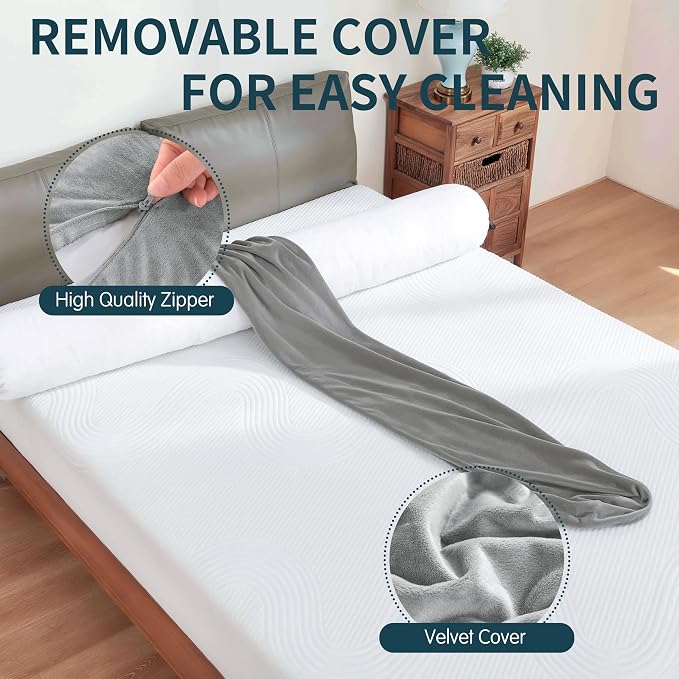 SyMax 7.8"x60" Body Pillow for Queen Bed, Bolster w/Removable Polyester Cover - Image 9