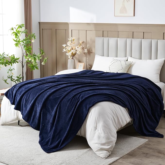 NEWCOSPLAY Super Soft Queen Blanket Dark Navy Premium Silky Flannel Fleece by NEWCOSPLAY