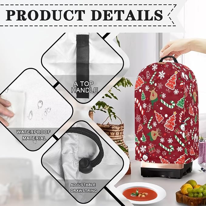 Christmas Pattern Blender Dust Cover Stand Mixer or Coffee Maker Appliance Cover - Image 5