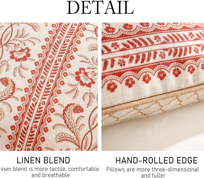 ISAENNE Design Euro Linen Rectangle Throw Pillow Covers 12"x20" Pack of 2 - Image 4