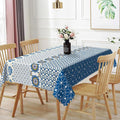 70x108inches Boho Rectangle Tablecloth Blue Floral Printed Bohemian Table Cloth by TTQYFNM