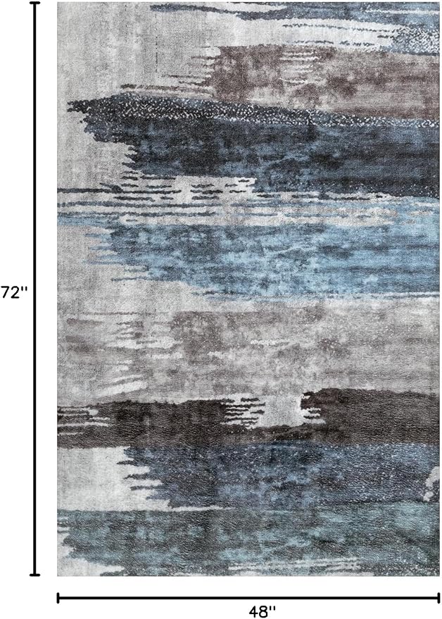 Ciicool Modern Abstract Deep Blue Gray Rug - Image 2